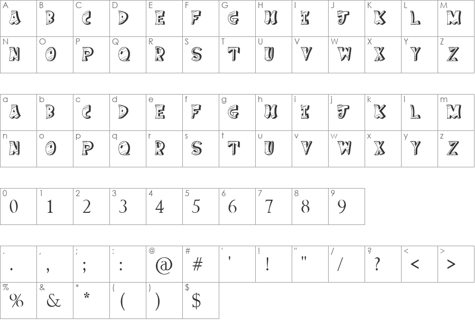 Cake Nom font character map preview