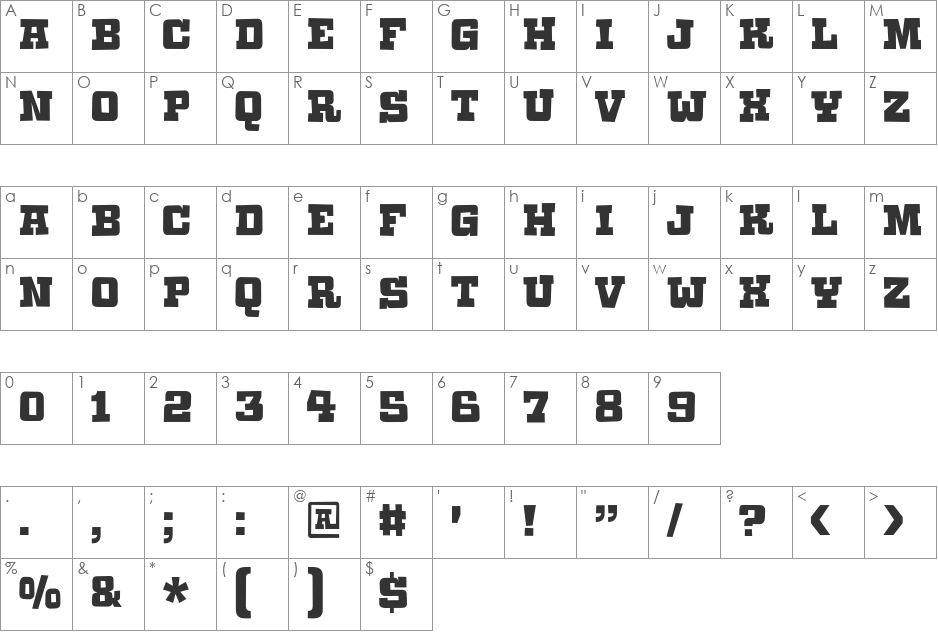 Calaboose DEMO font character map preview