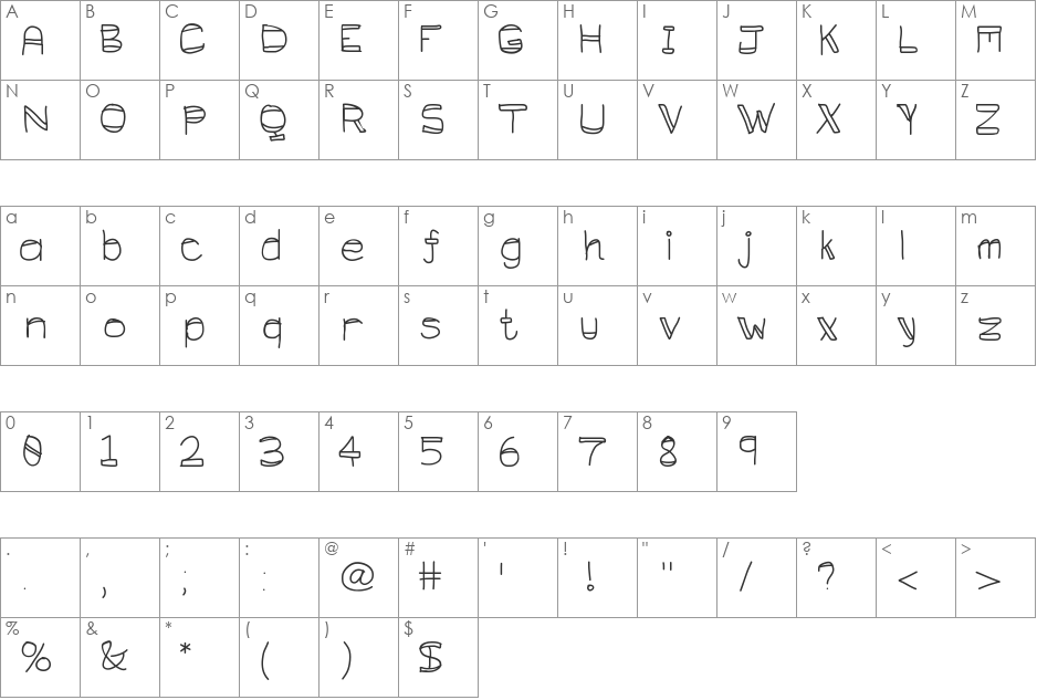 Calculus font character map preview