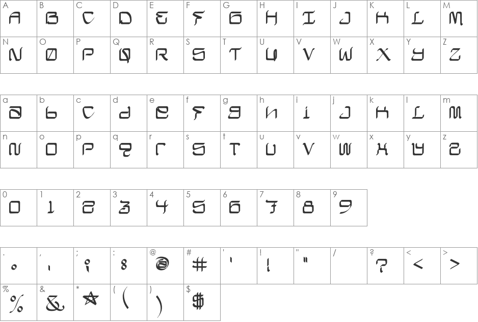 CaliChisel_Free font character map preview
