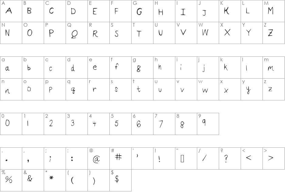 california font character map preview