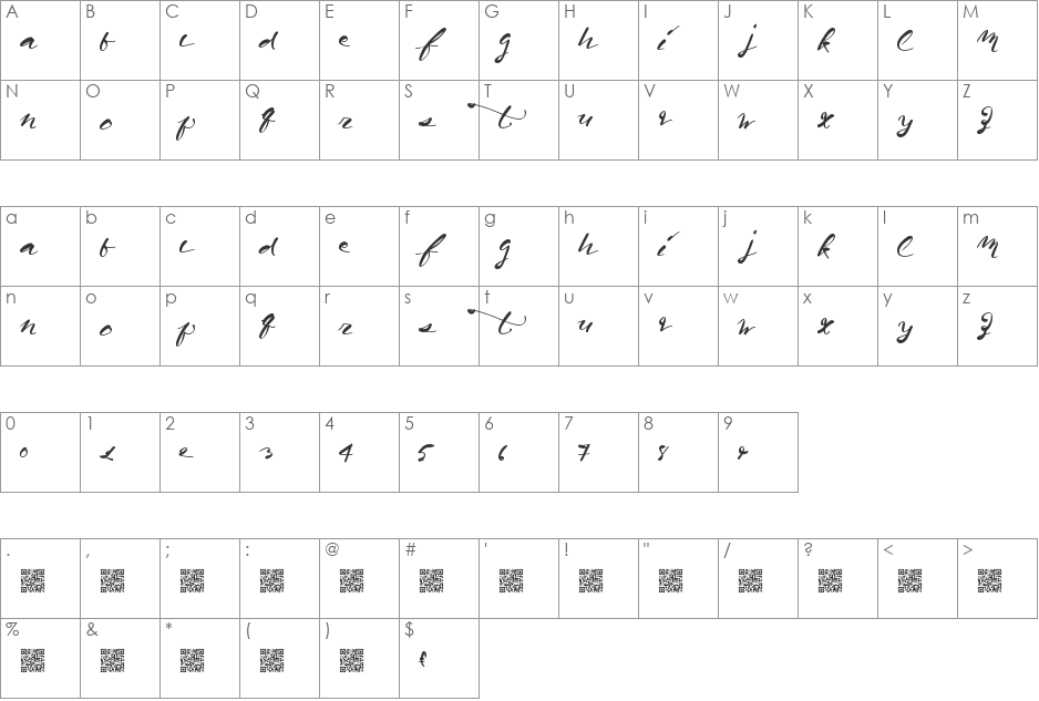 CaliforniaHarvest font character map preview