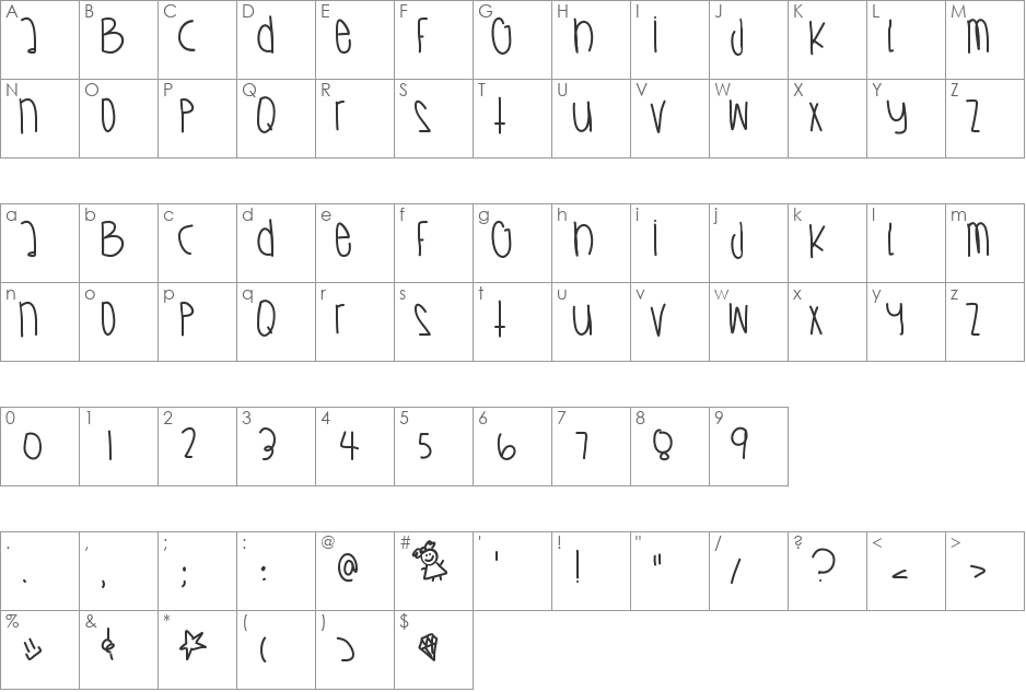 CaliforniaSkies font character map preview