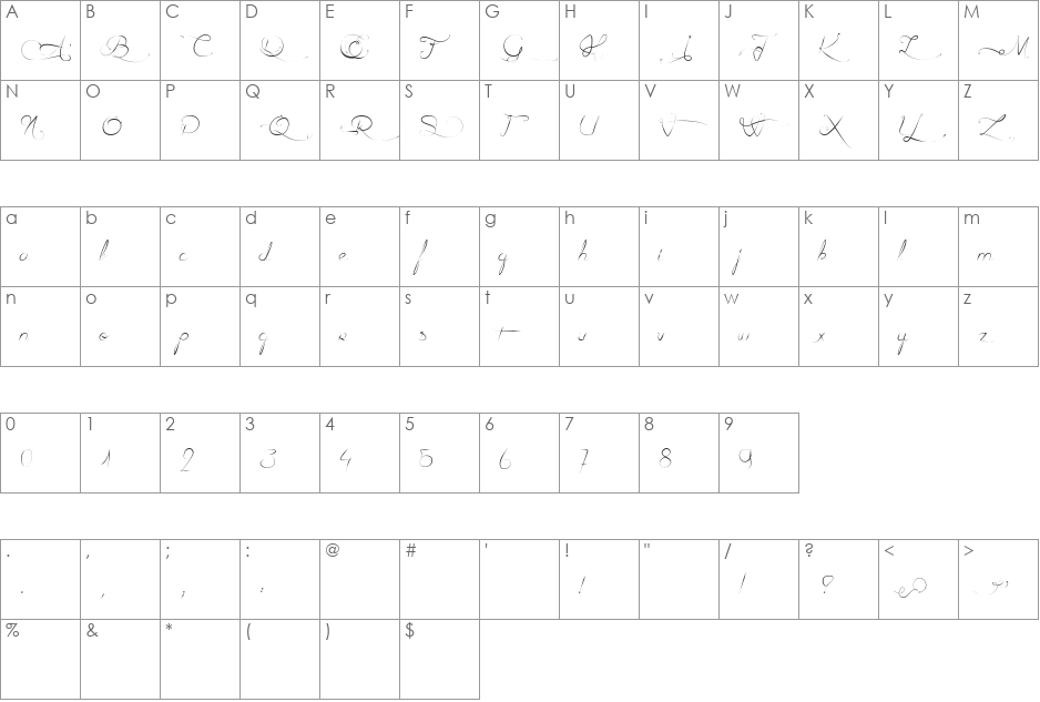 Ail et Fines Herbes font character map preview