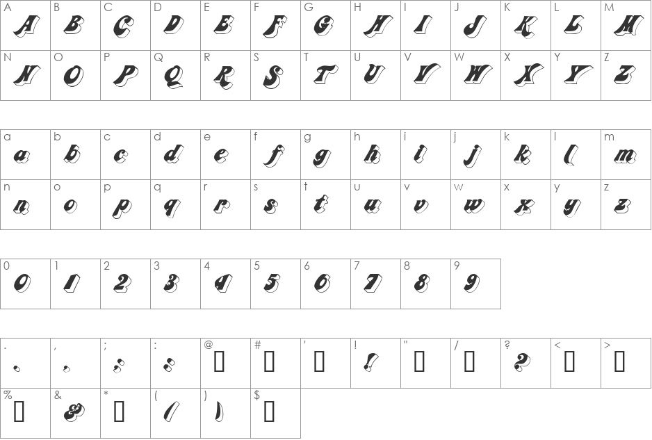 CalipoeDisplaySSK font character map preview