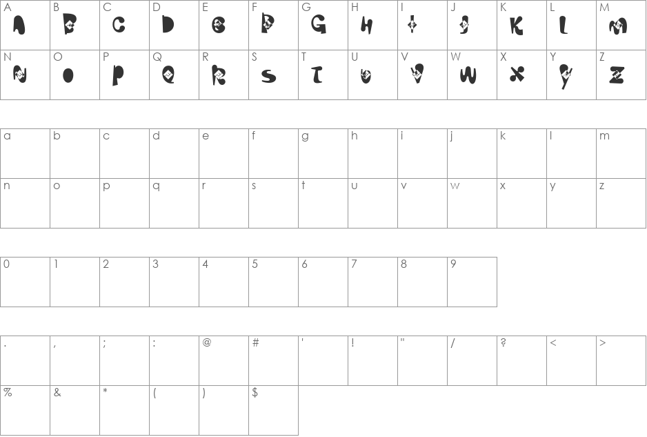 Caliquelah font character map preview