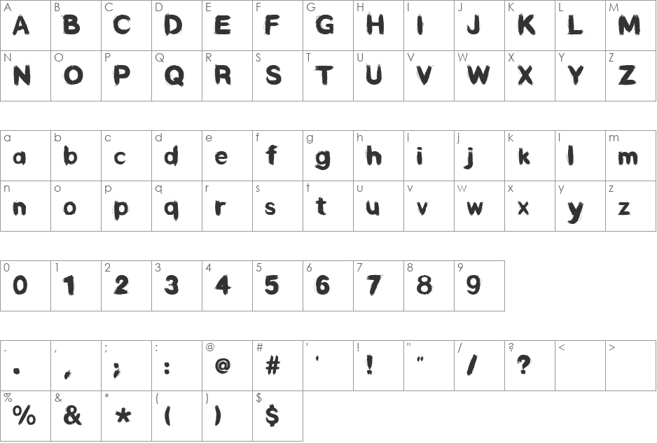 Callejera font character map preview