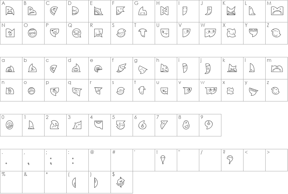callejera carona font character map preview