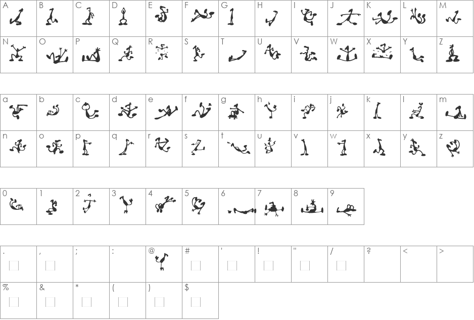 AILittleMen font character map preview