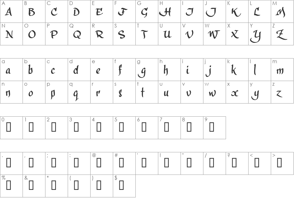 calligraPhillip_TRIAL font character map preview