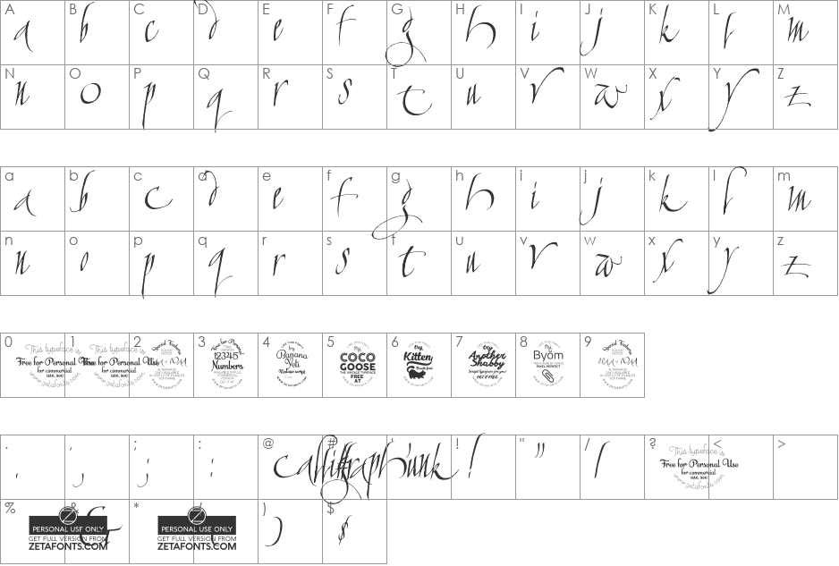cAlLiGrApHuNk font character map preview