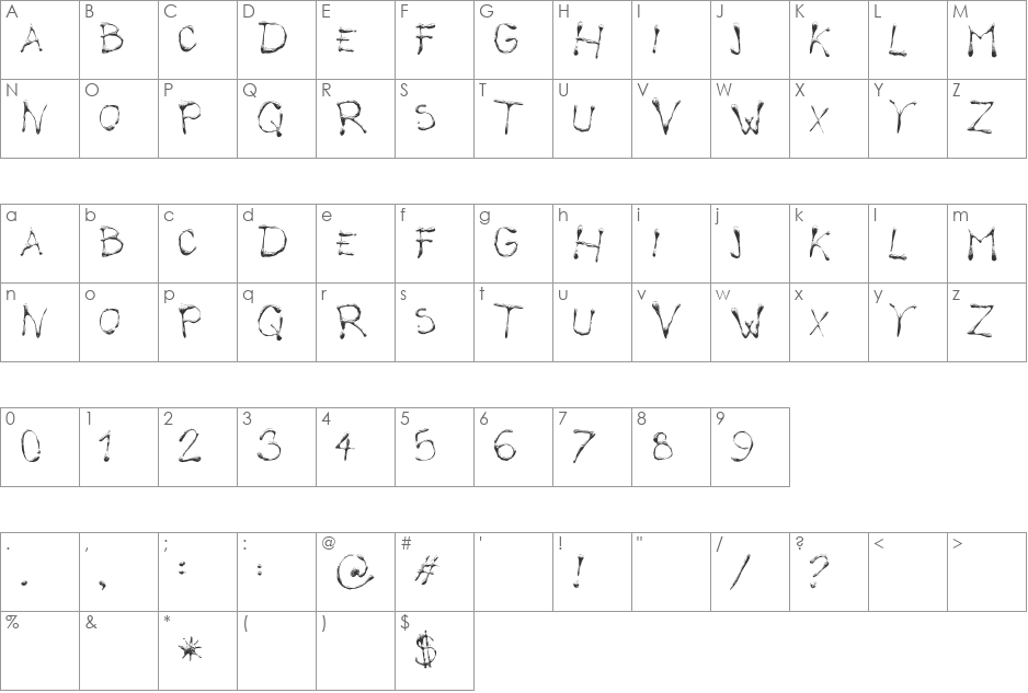Calliope fun font character map preview