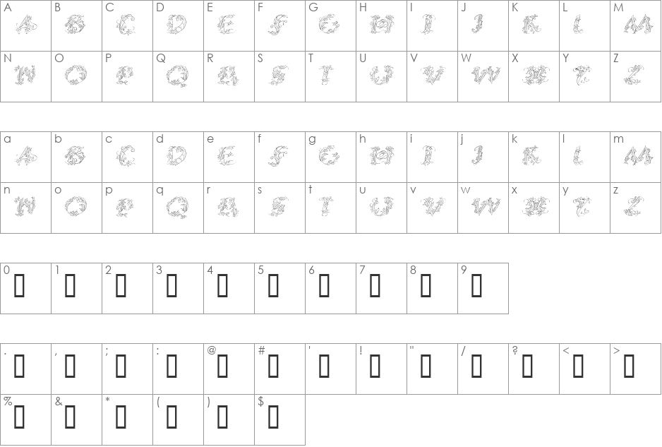 CalliPsoGrafia font character map preview
