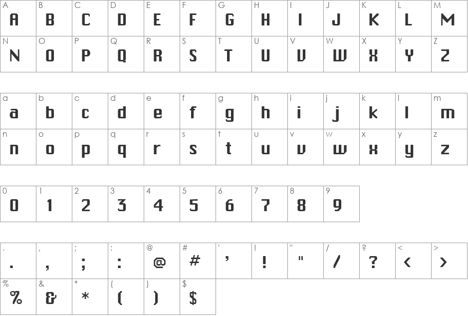 CALVIN font character map preview
