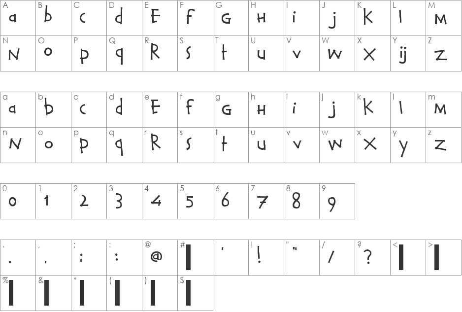 Calvin and Hobbes font character map preview