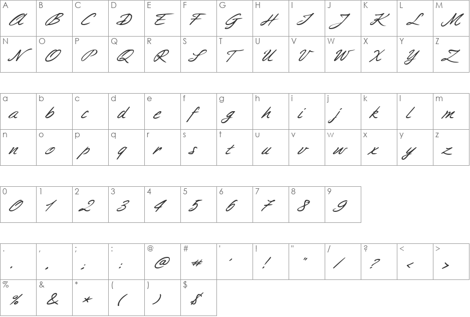 AimeeExtended font character map preview