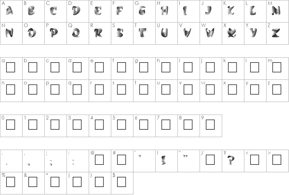 Calypso font character map preview