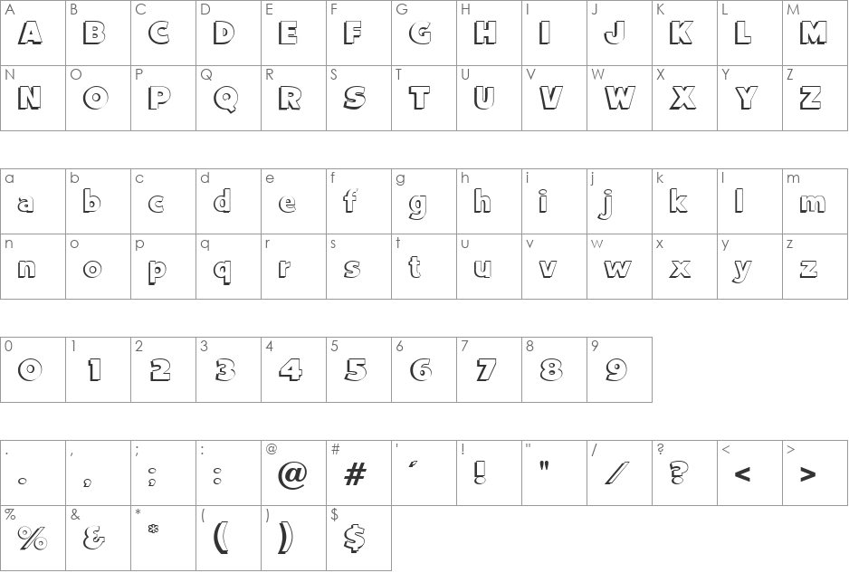 Camden font character map preview