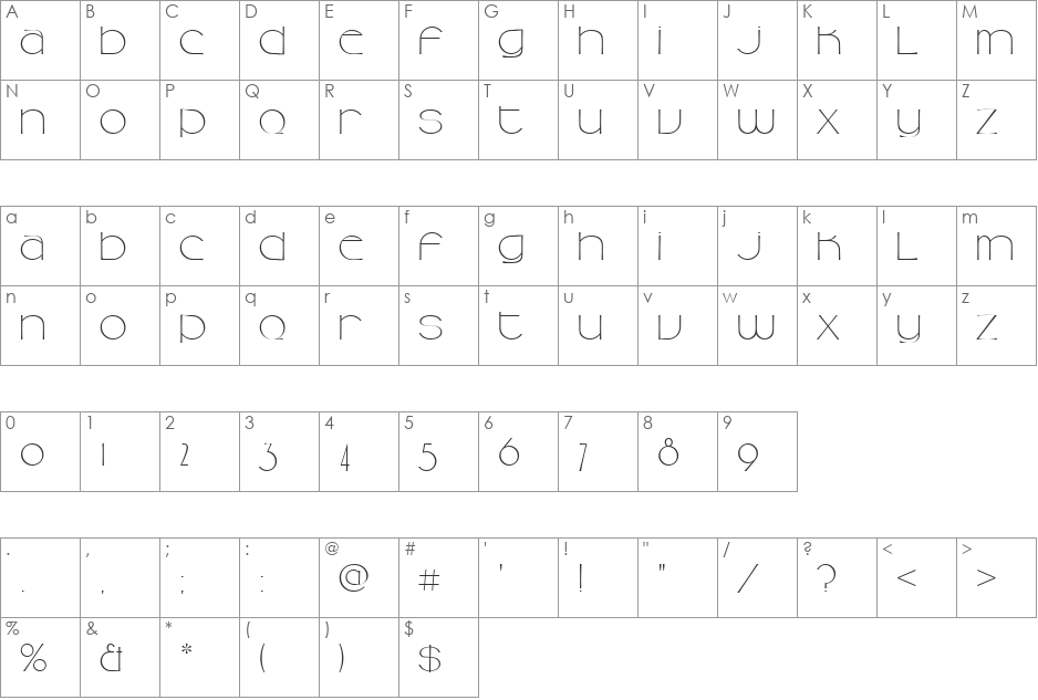 CamelliaD font character map preview