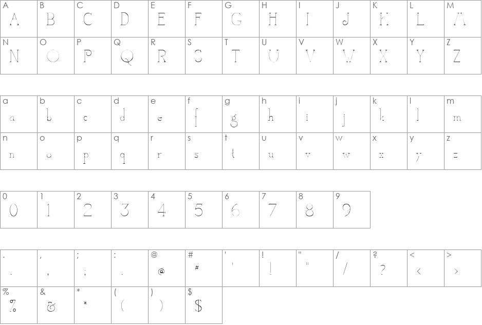 CamelotDeNada font character map preview