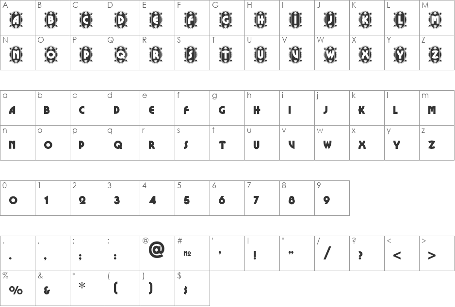 Cameo Appearance NF font character map preview