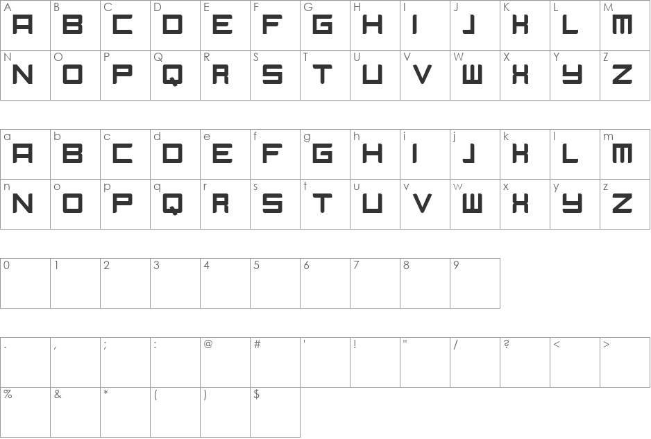 Camieis font character map preview
