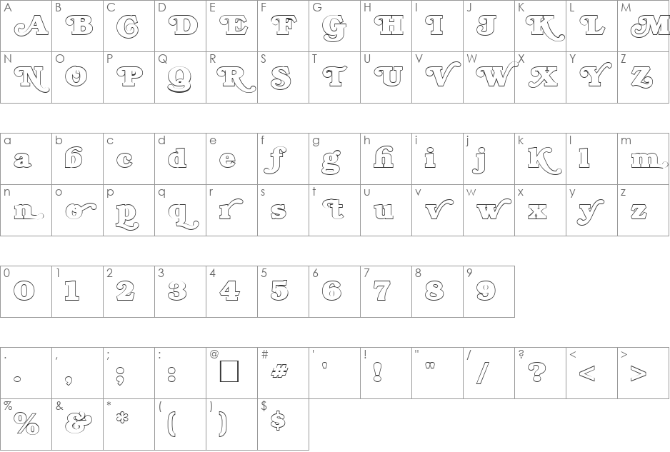 CamillaOpen font character map preview
