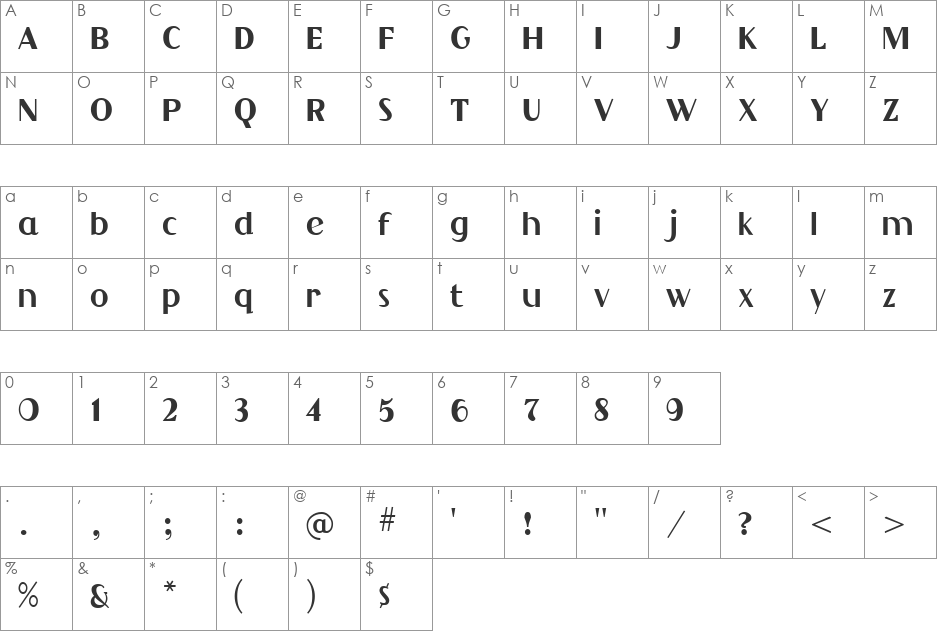 Camion font character map preview