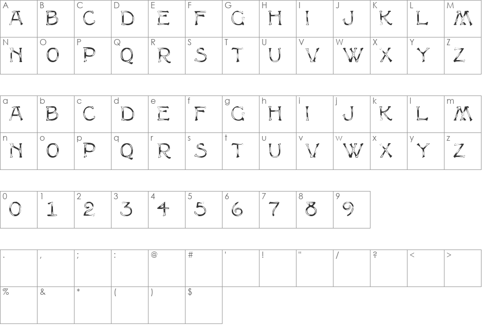 CammyCapsDisplay font character map preview