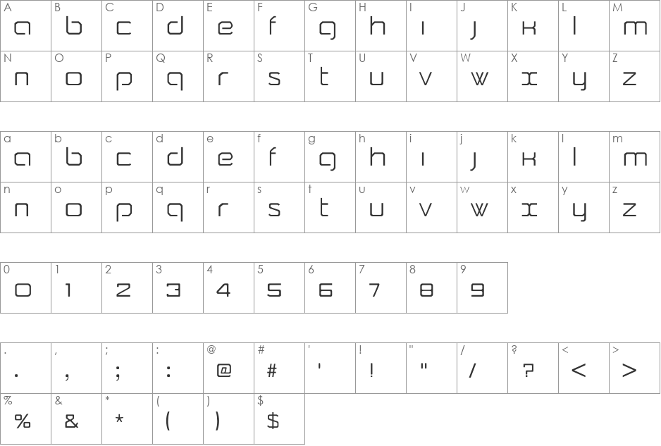 Camomile font character map preview