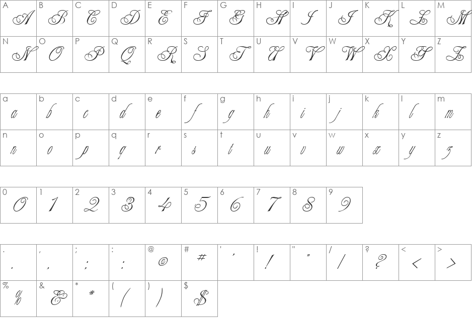 Campaign font character map preview