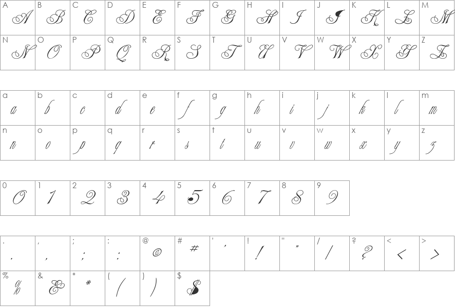 Campaign-Normal font character map preview