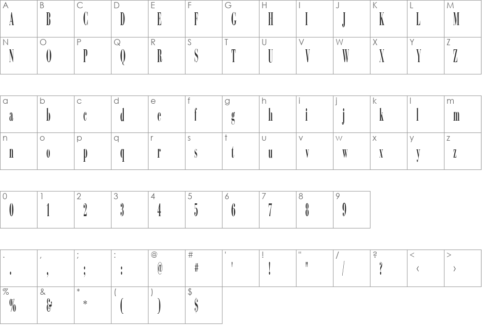 CampanileFLF font character map preview