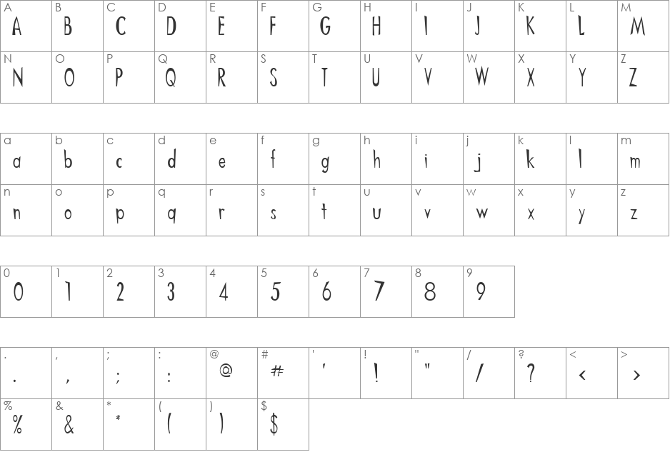 CAMPBELL font character map preview