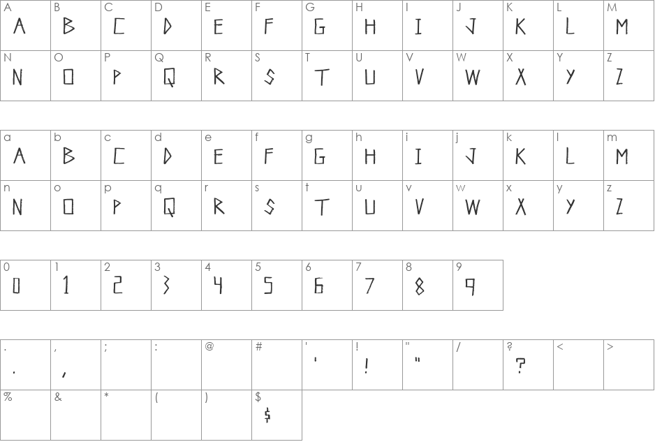 Campground font character map preview