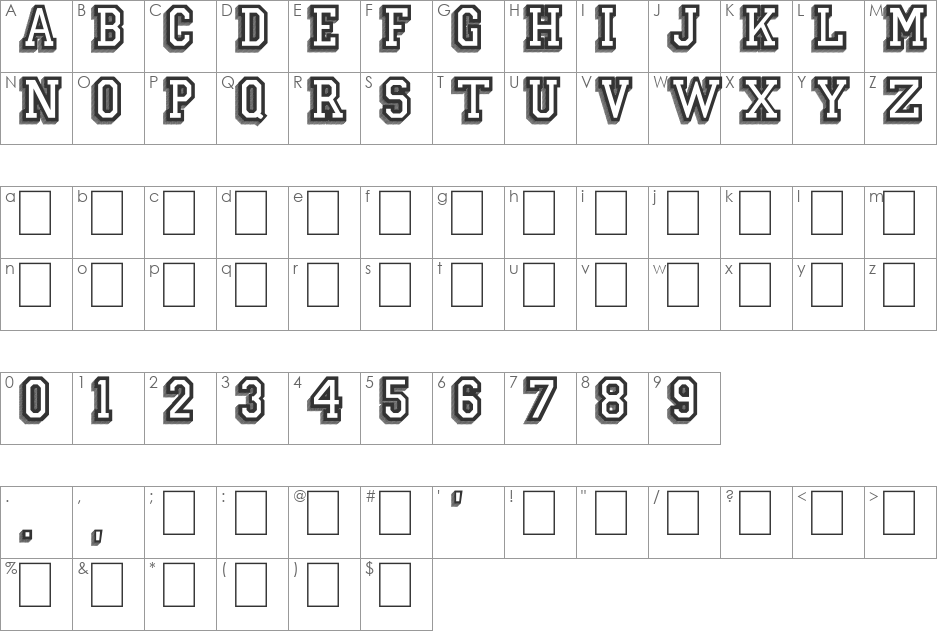 Campus Relief font character map preview