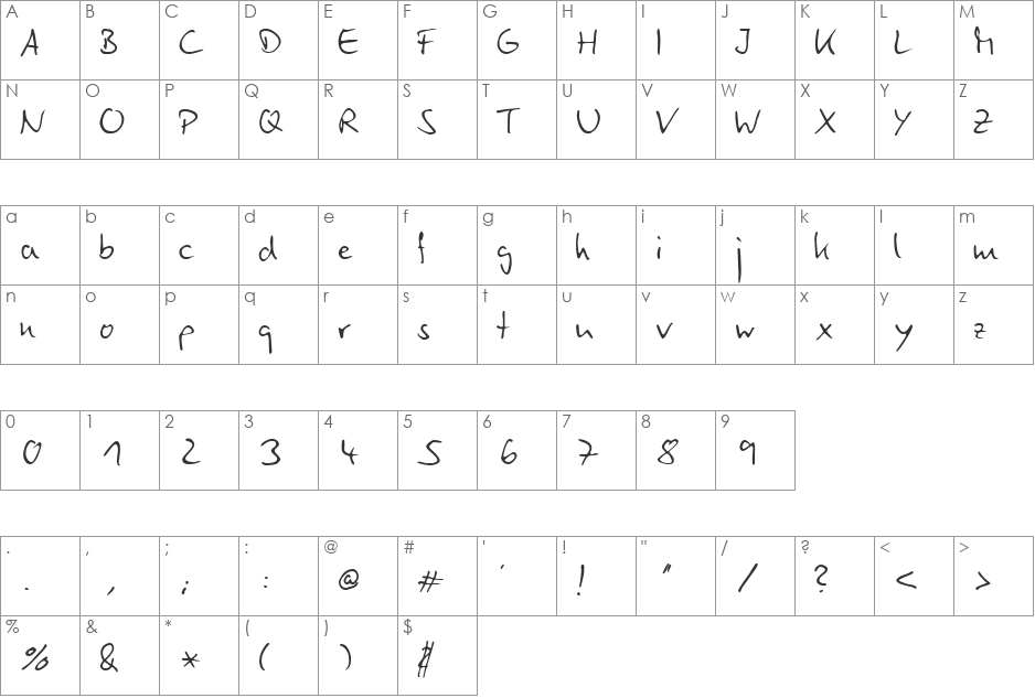 Canadian Penguin font character map preview