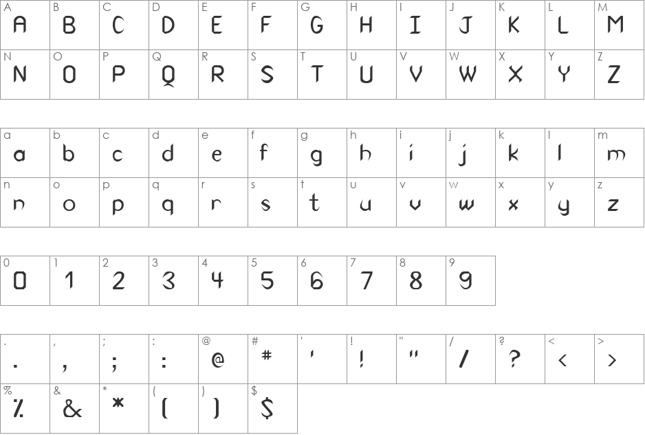 Canaith.fog font character map preview