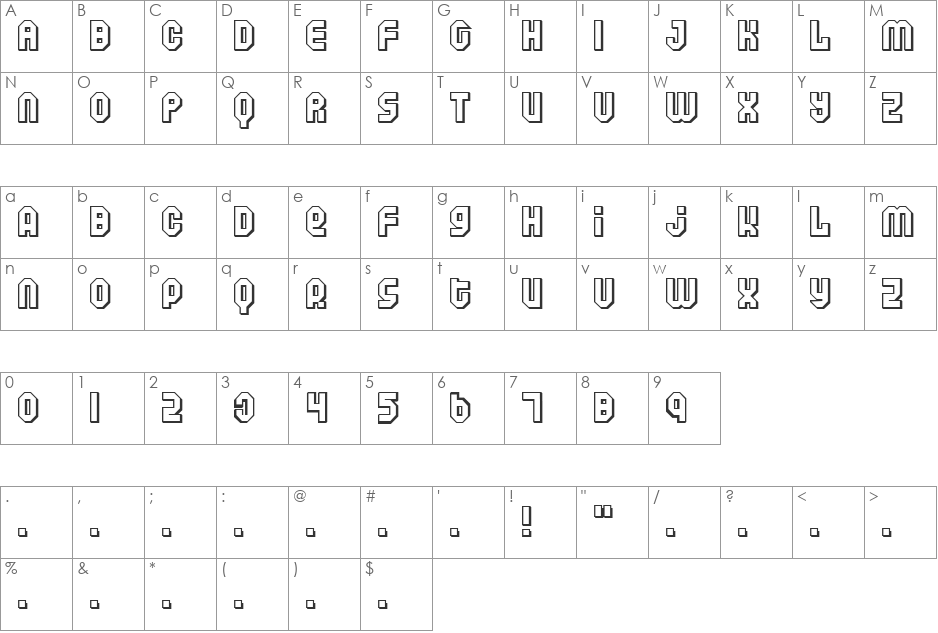 Air font character map preview