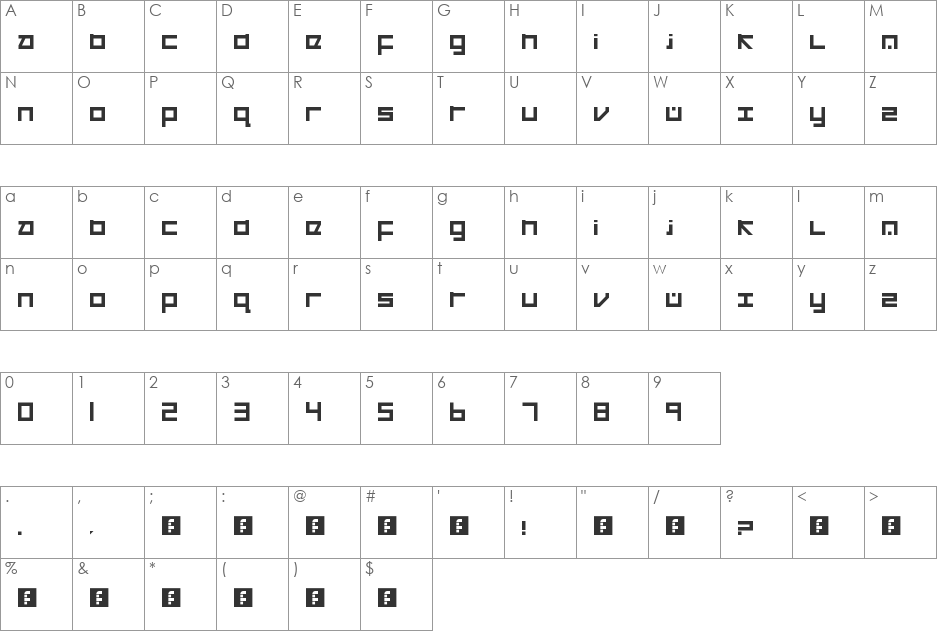 Cancranacancarnaca  font character map preview