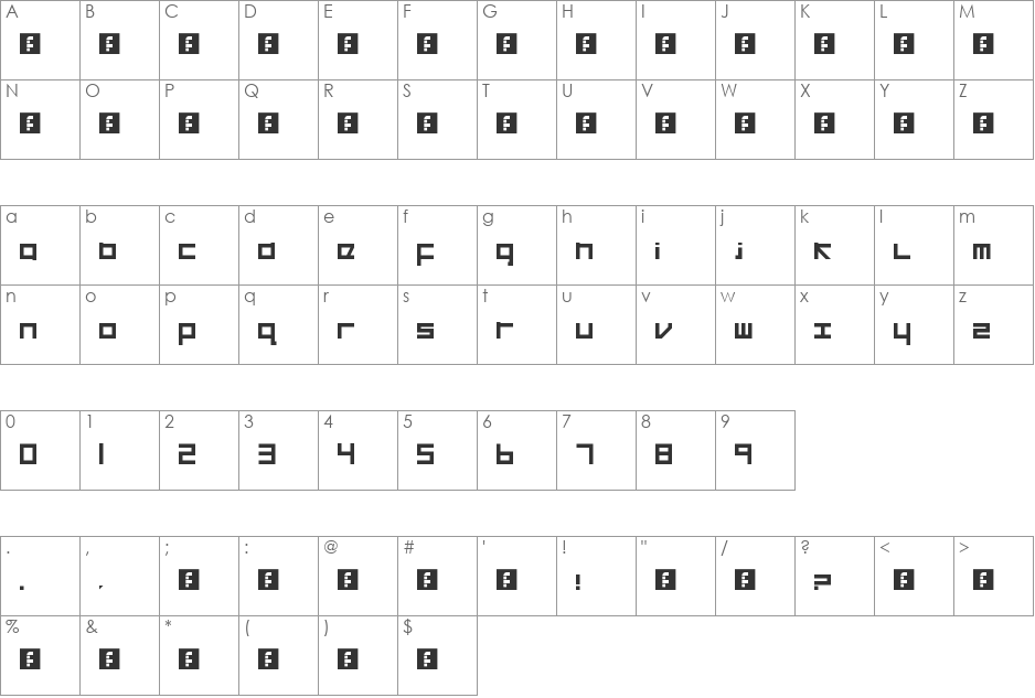 Cancranacancarnaca: Original font character map preview