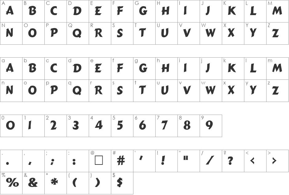 Cancun font character map preview