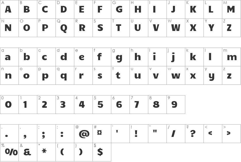 Candal font character map preview