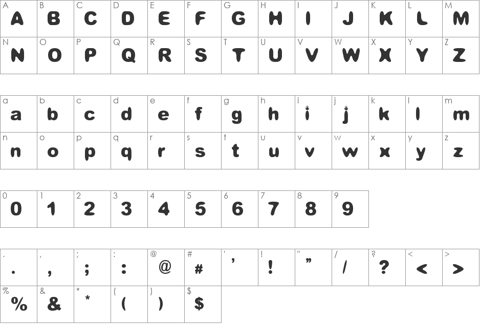 Candelita font character map preview
