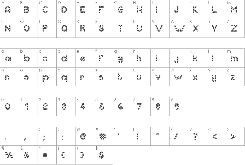 Candy Cane Match font character map preview