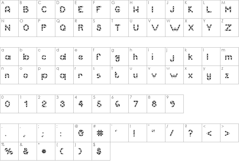 Candy Cane Match font character map preview