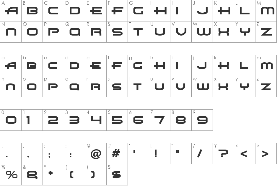 Air Flow BTN Hv font character map preview