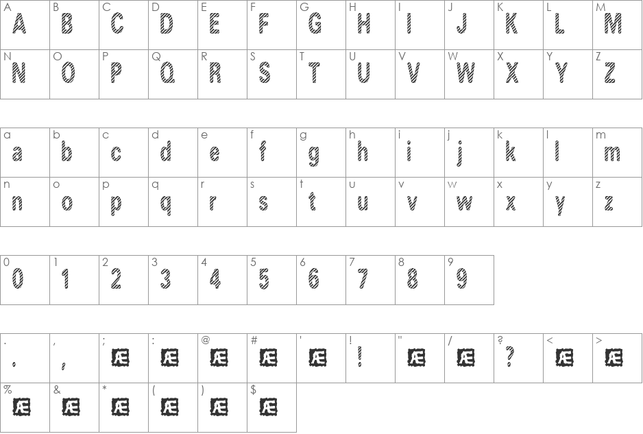 Candy Stripe BRK font character map preview