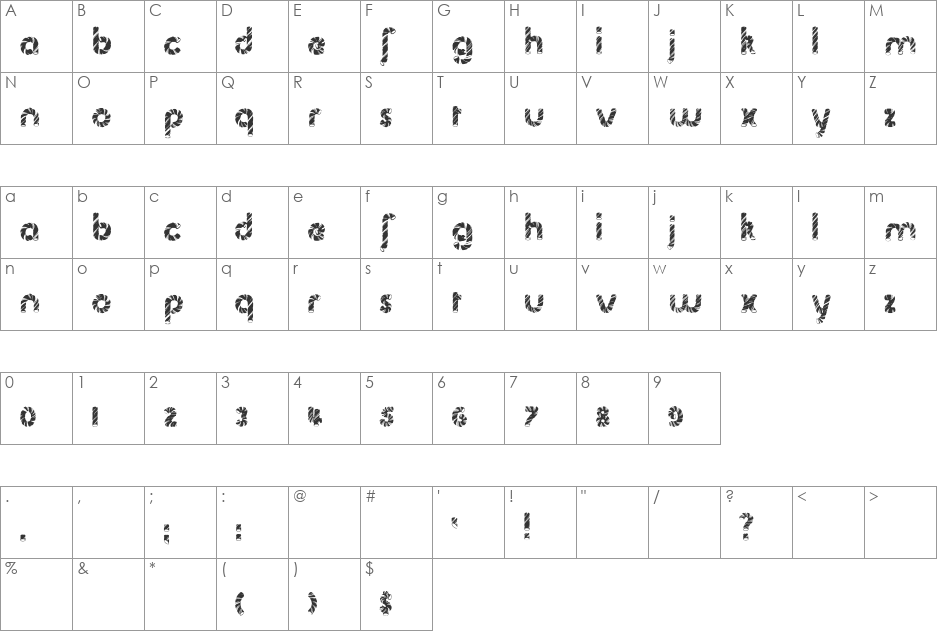 Candylicious font character map preview