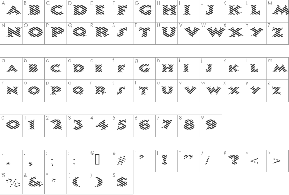 CandyStripeExtended font character map preview